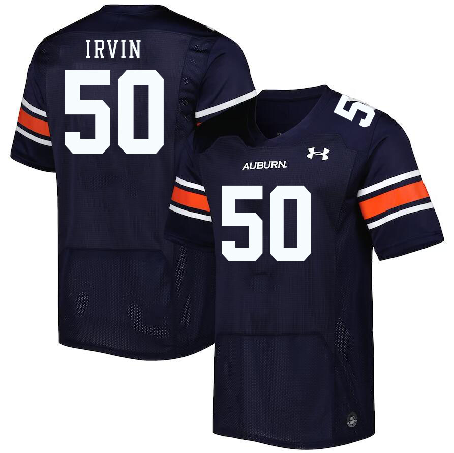 Men #50 Jalil Irvin Auburn Tigers College Football Jerseys Stitched-Navy